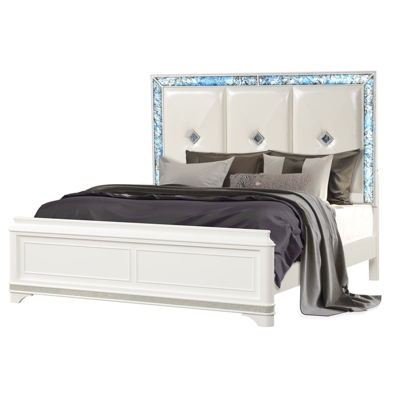 Laguna Modern Style King Size Bed made with Wood in White