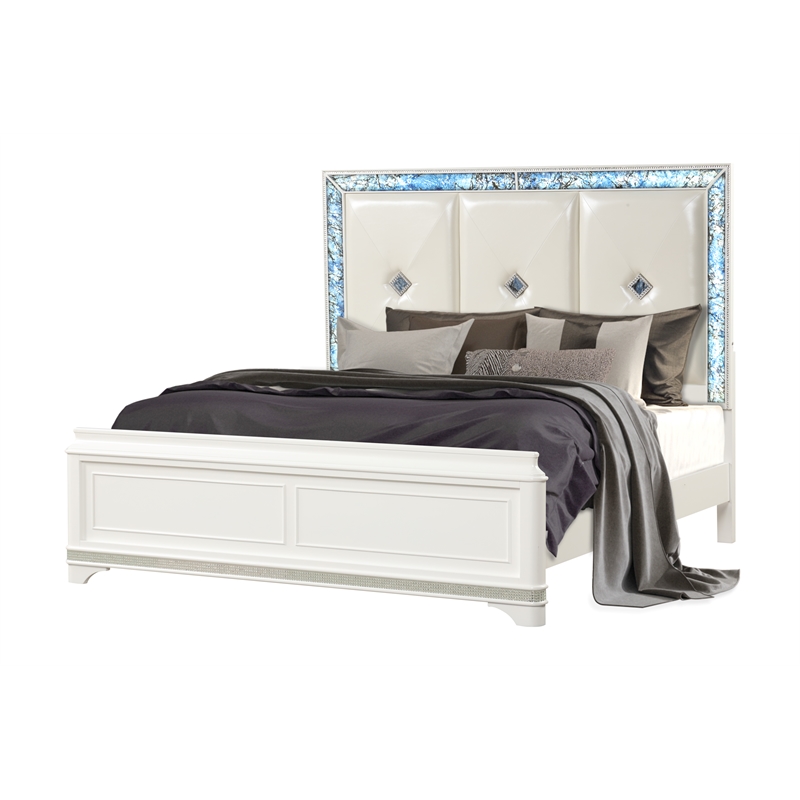Laguna Modern Style Queen 5 PC Bedroom set made with Wood in White