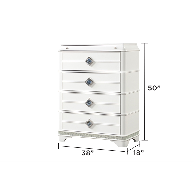 Laguna Modern Style King 5 PC Bedroom set made with Wood in White