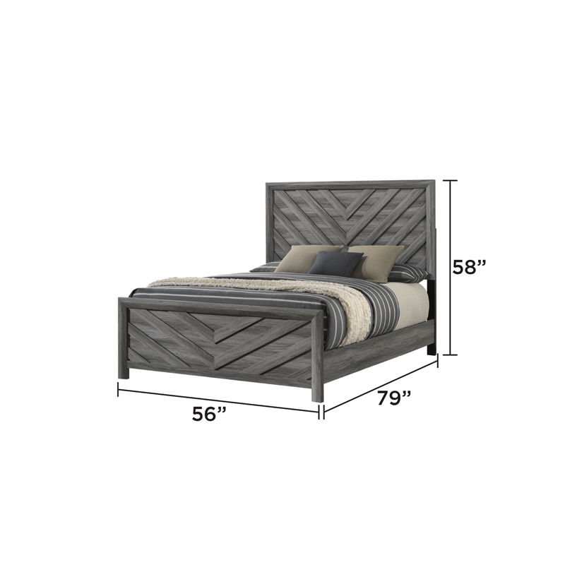 Denver Modern Style Full Size Bed Made With Wood in Gray Colour