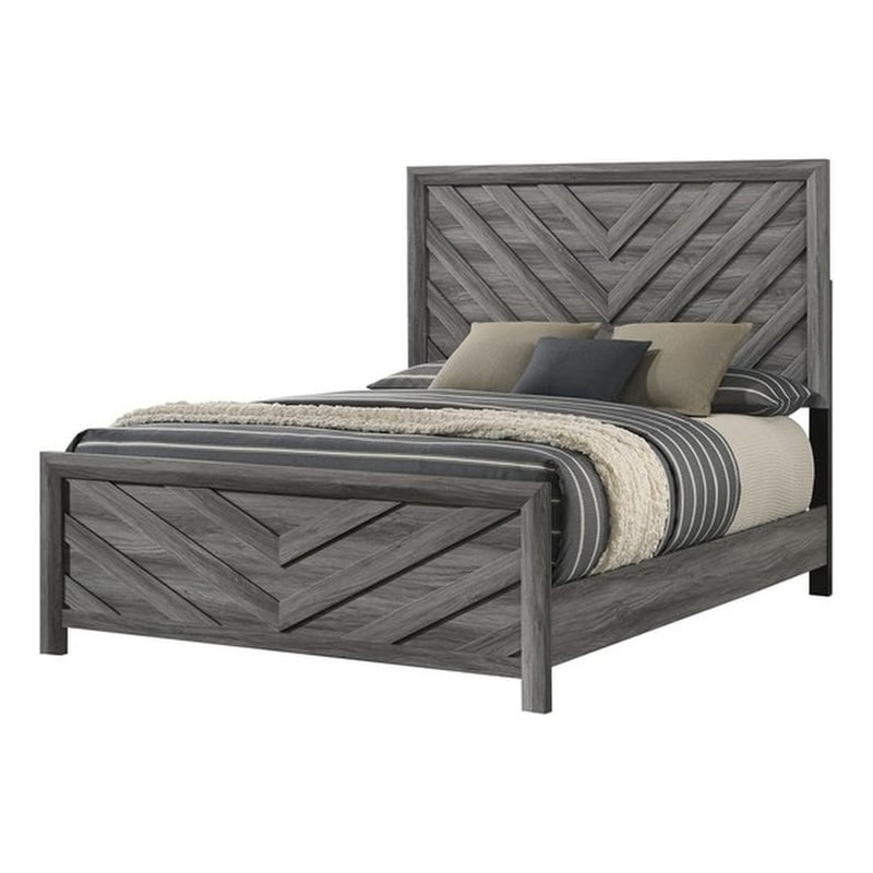 Denver Modern Style Twin Size Bed Made With Wood in Gray Colour