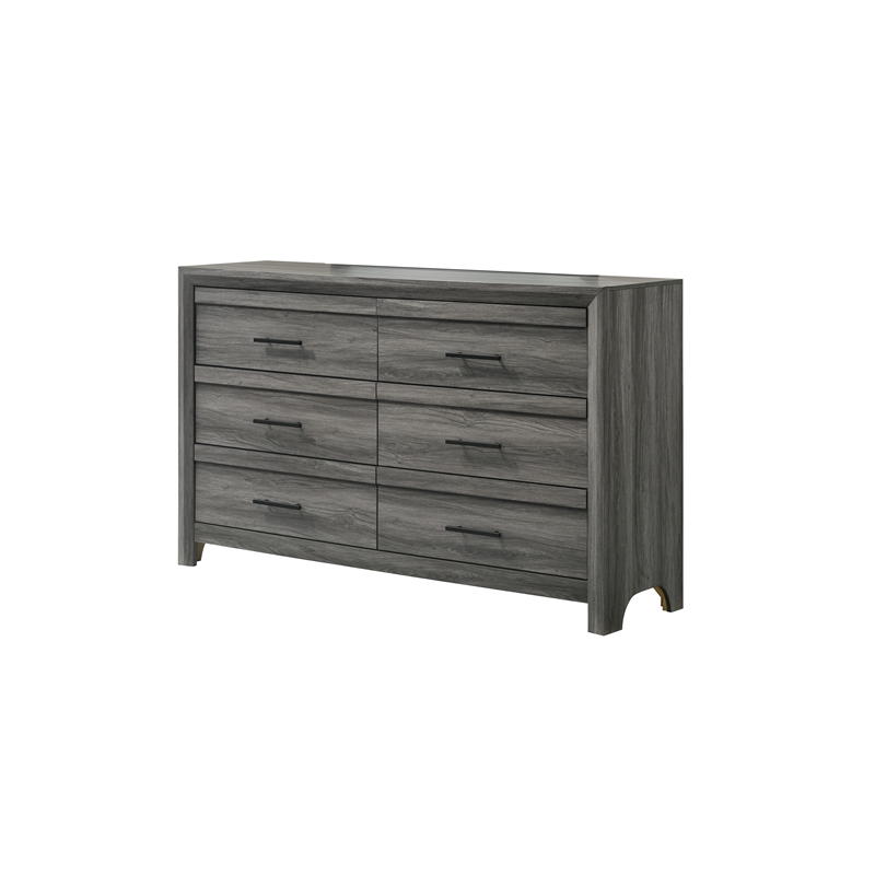 Denver Modern Style 5PC Queen Size Bedroom Set Made With Wood in Gray Colour