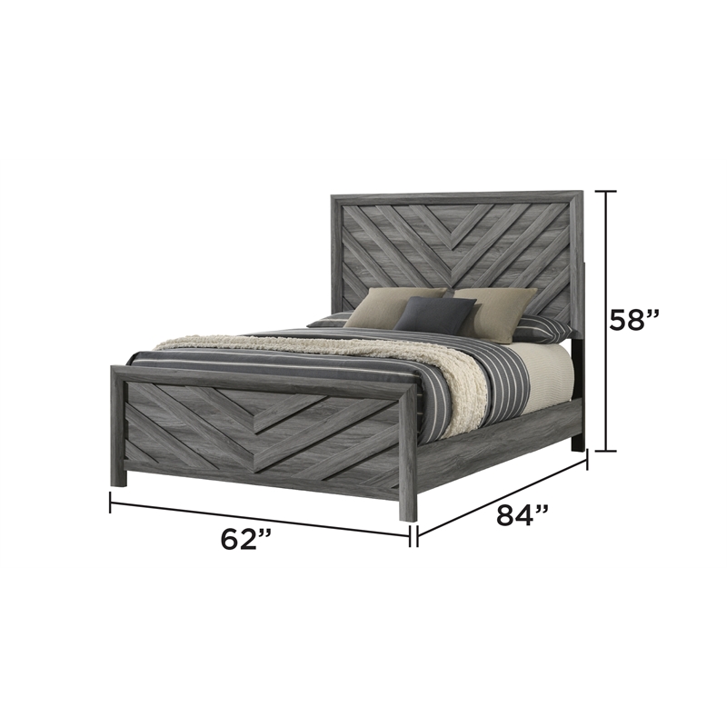Denver Modern Style 5PC Queen Size Bedroom Set Made With Wood in Gray Colour