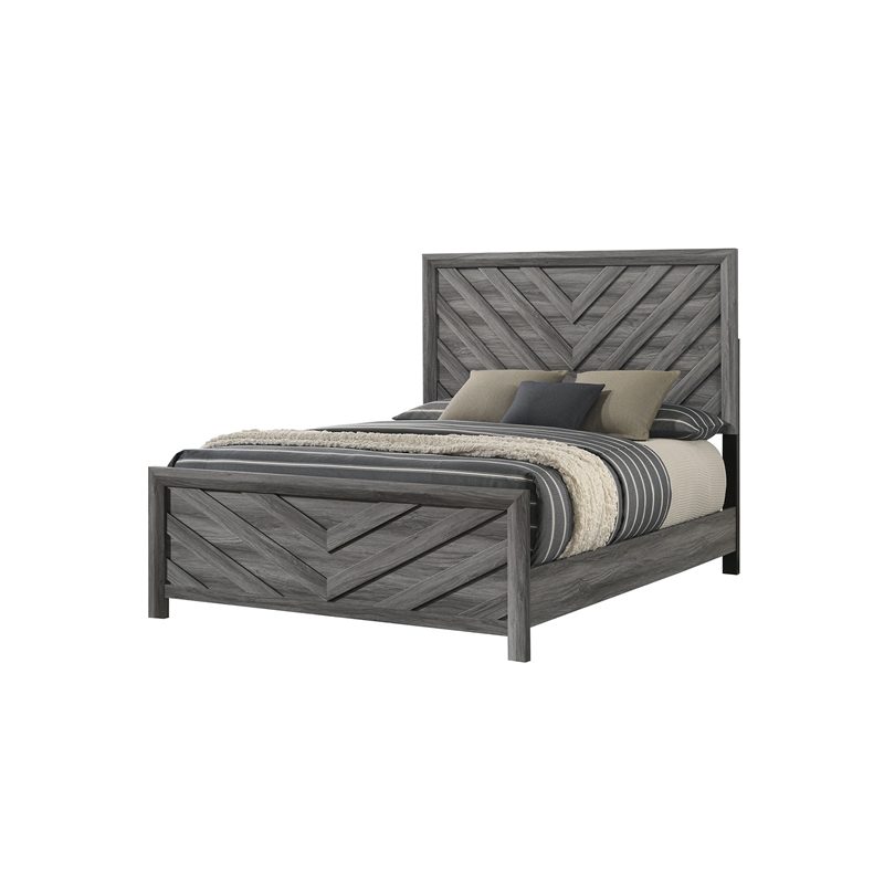 Denver Modern Style 4PC Full Size Bedroom Set Made With Wood in Gray Colour