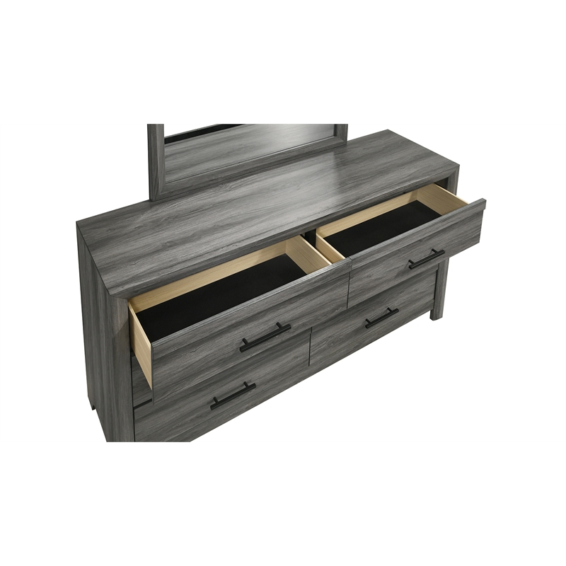 Denver Modern Style 5PC Full Size Bedroom Set Made With Wood in Gray Colour