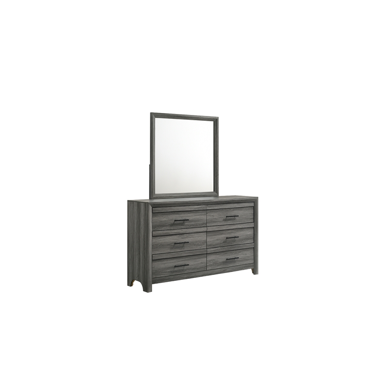 Denver Modern Style 5PC Full Size Bedroom Set Made With Wood in Gray Colour