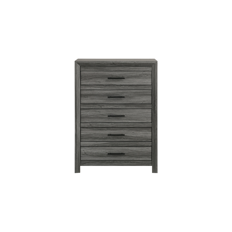 Denver Modern Style 5PC Full Size Bedroom Set Made With Wood in Gray Colour