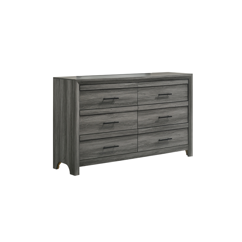 Denver Modern Style 4PC Twin Bedroom Set Made With Wood in Gray