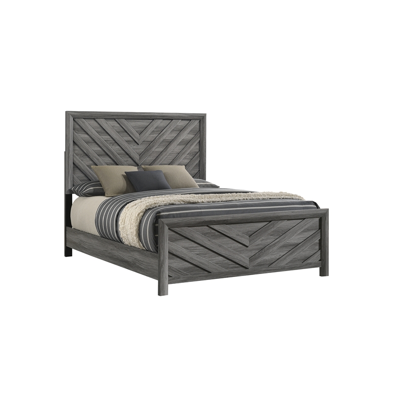 Denver Modern Style 5PC Twin Bedroom Set Made With Wood in Gray