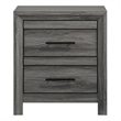 Denver Modern Style 2-Drawer Nightstand Made With Wood  & Black Handle in Gray