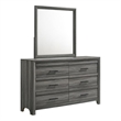 Denver Modern Style 6-Drawer Dresser Made With Wood & Black Handle Pulls in Gray