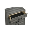 Denver Modern Style 5-Drawer Chest Made With Wood & Black Handle Pulls in Gray