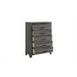 Denver Modern Style 5-Drawer Chest Made With Wood & Black Handle Pulls in Gray