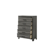 Denver Modern Style 5-Drawer Chest Made With Wood & Black Handle Pulls in Gray