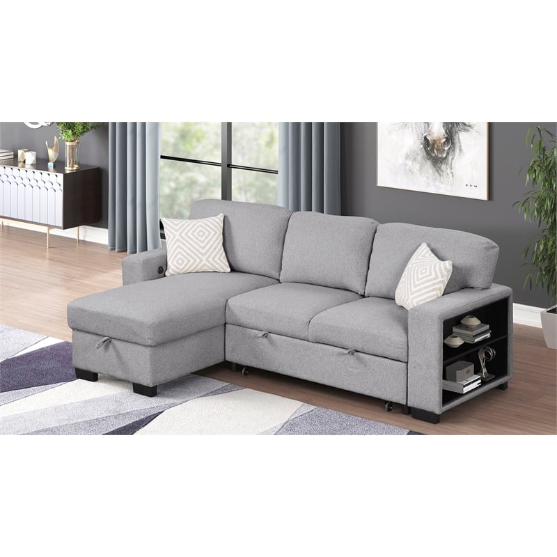 Pinto Modern Style L-Shaped Sectional Made with wood in Gray
