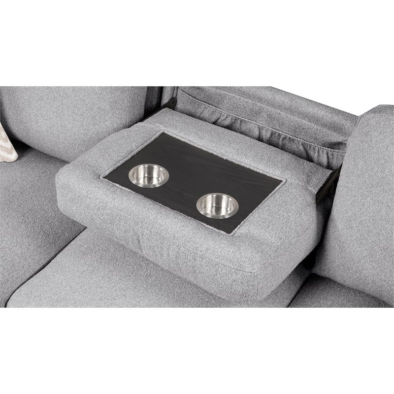 Pinto Modern Style L-Shaped Sectional Made with wood in Gray