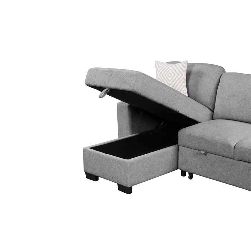 Pinto Modern Style L-Shaped Sectional Made with wood in Gray