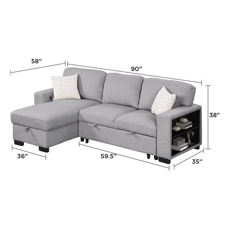 Pinto Modern Style L-Shaped Sectional Made with wood in Gray