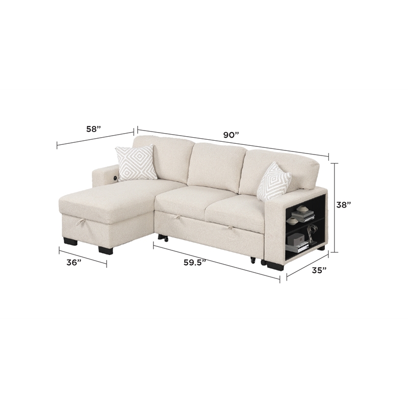 Pinto Modern Style L-Shaped Sectional Made with wood in Beige