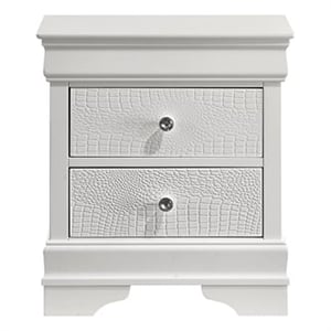 Blaze Modern 2-Drawer Nightstand made with Wood and silver metal Knobs in White
