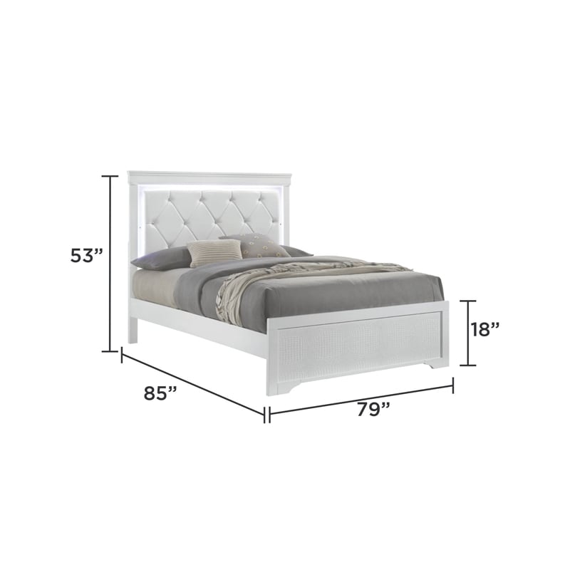 Blaze Modern Style King Bed made with Wood in White