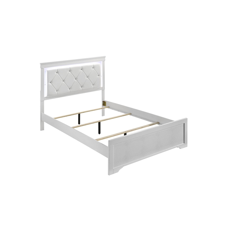 Blaze Modern Style King Bed made with Wood in White