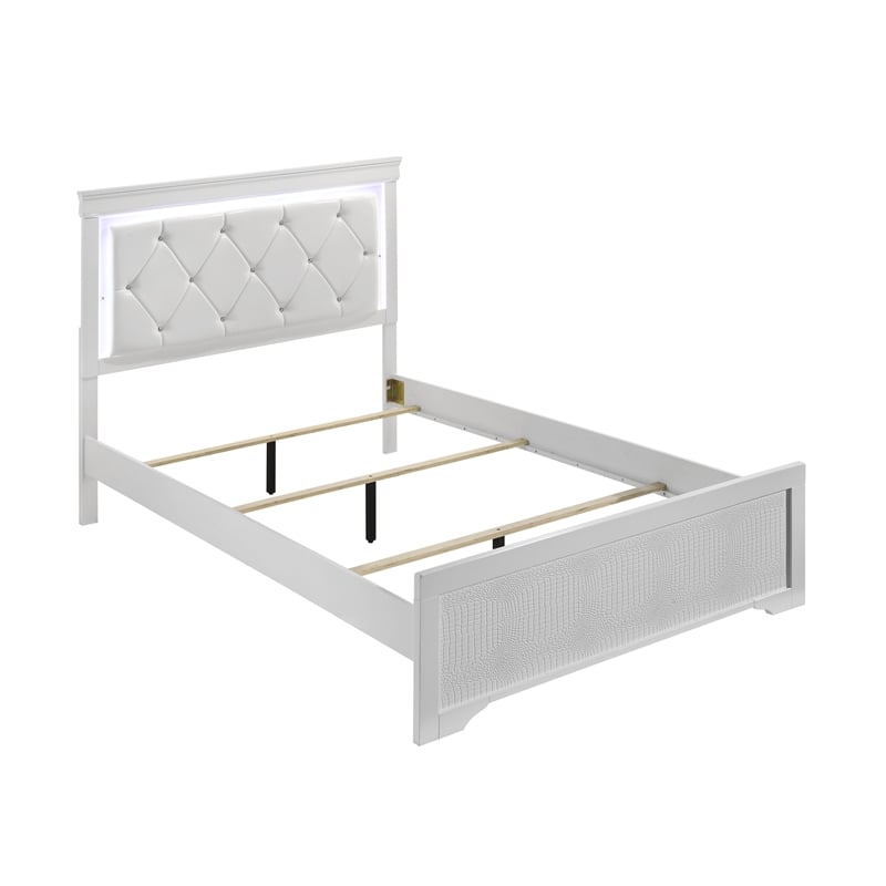 Blaze Modern Style King Bed made with Wood in White