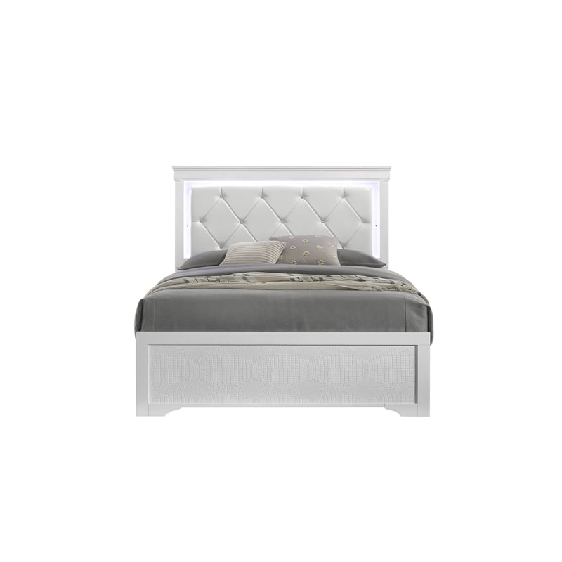 Blaze Modern Style King Bed made with Wood in White