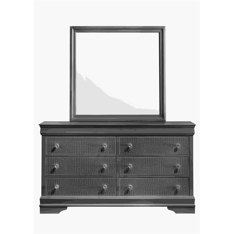 Blaze Modern Style Mirror made with Wood in Gray