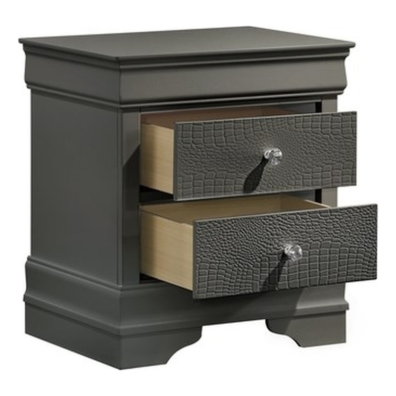 Blaze Modern Style 2-Drawer Nightstand made with Wood in Gray