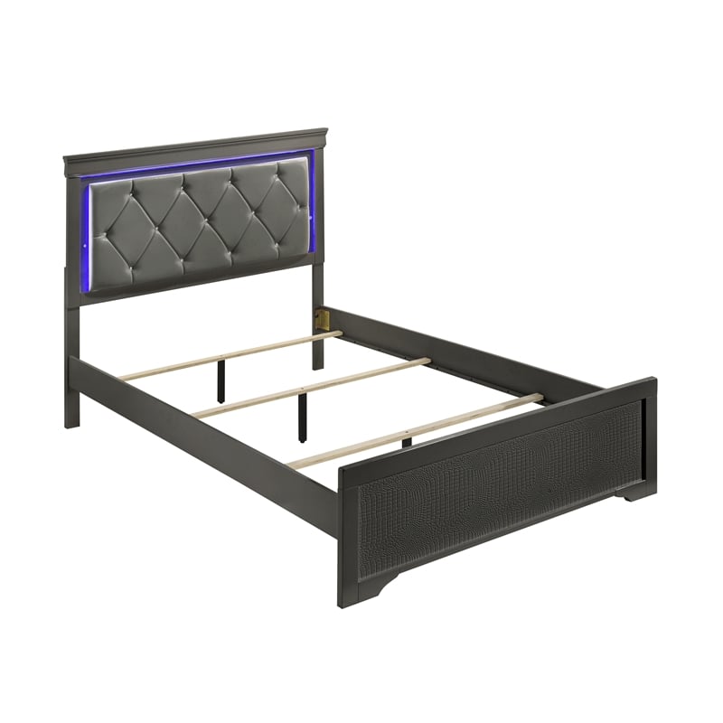 Blaze Modern Style Full Bed made with Wood in Gray Color