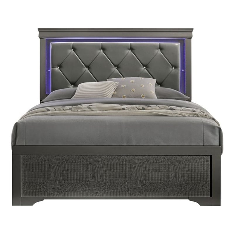 Blaze Modern Style King Size Bed made with Wood in Gray Color