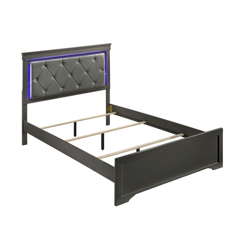 Blaze Modern Style King Size Bed made with Wood in Gray Color