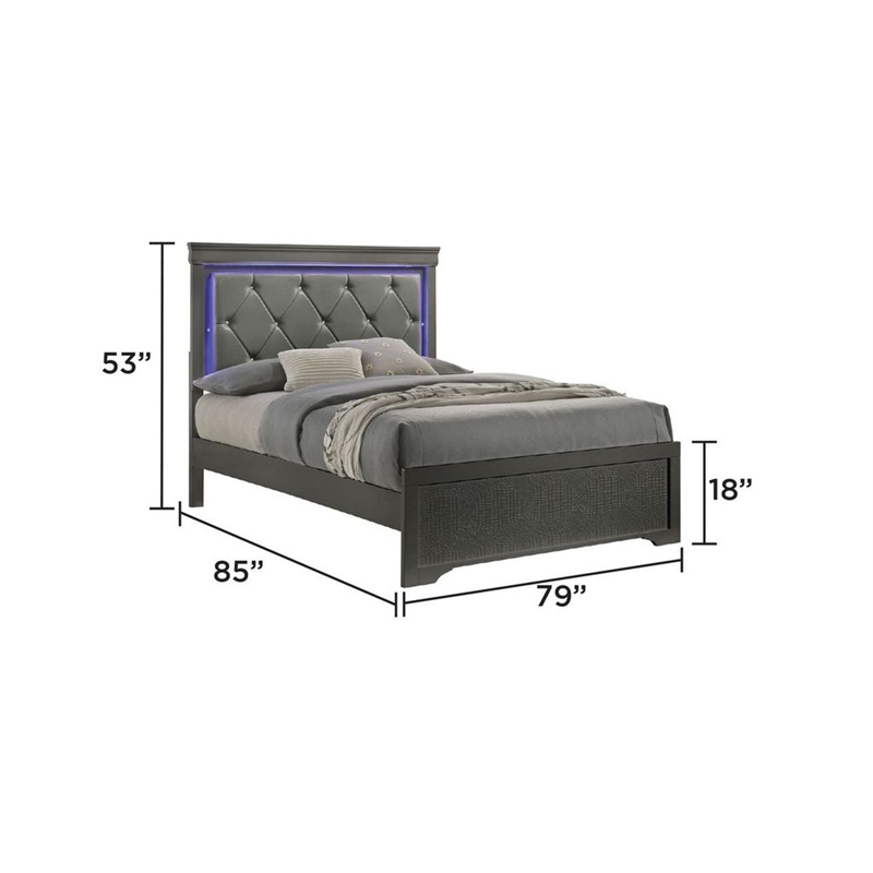 Blaze Modern Style King Size Bed made with Wood in Gray Color