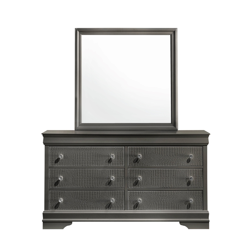 Blaze Modern Style Queen 5PC bedroom set made with Wood & LED Headboard in Gray