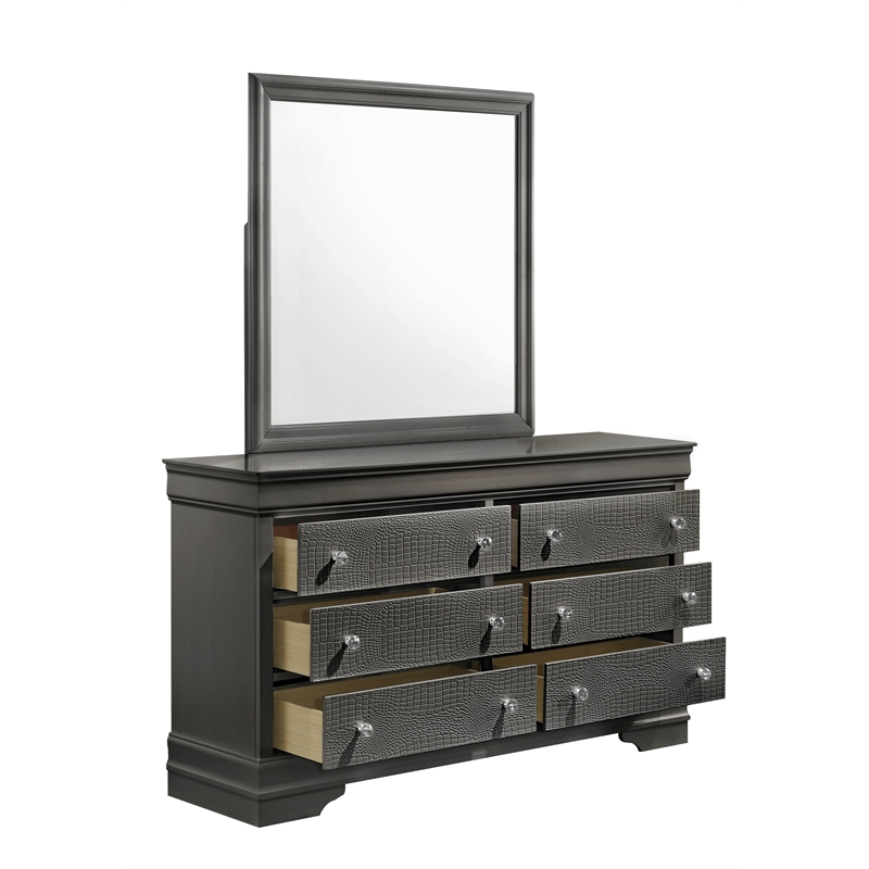 Blaze Modern Style 6-Drawer Dresser made with Wood in Gray