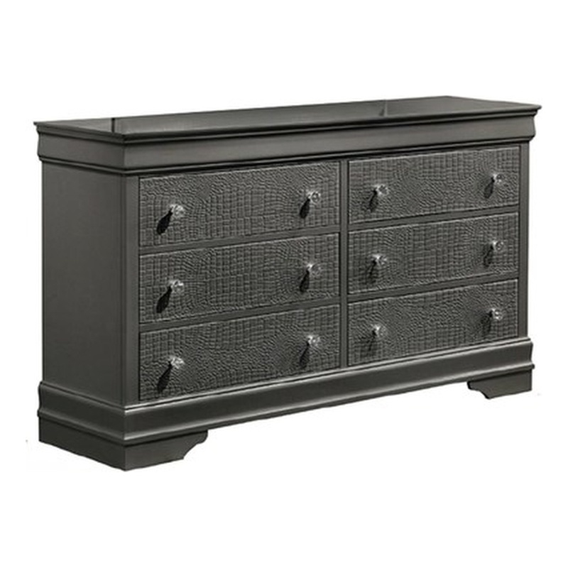 Blaze Modern Style 6-Drawer Dresser made with Wood in Gray