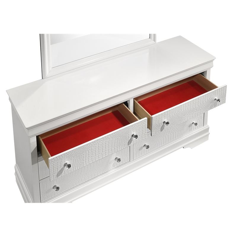 Blaze Modern Style Full 5PC bedroom set made with Wood & LED Headboard in White