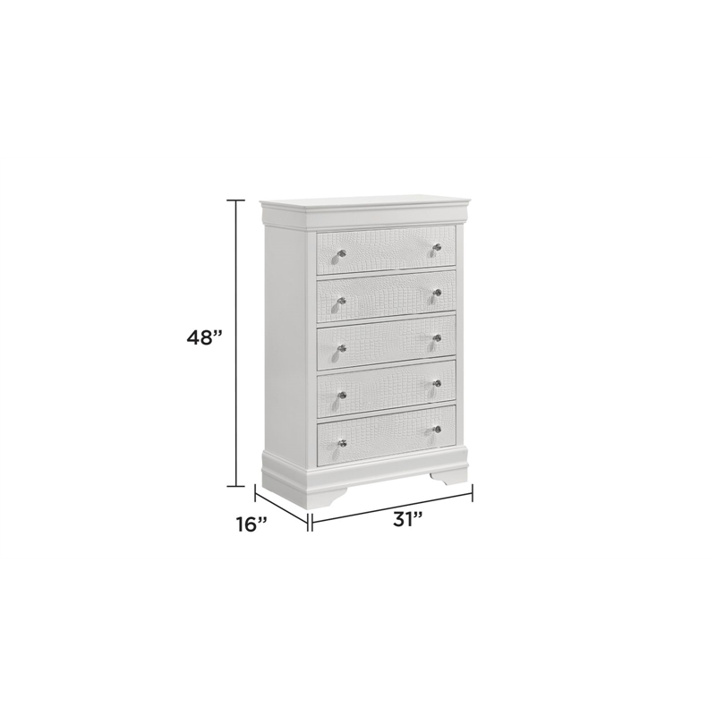 Blaze Modern Style Full 5PC bedroom set made with Wood & LED Headboard in White