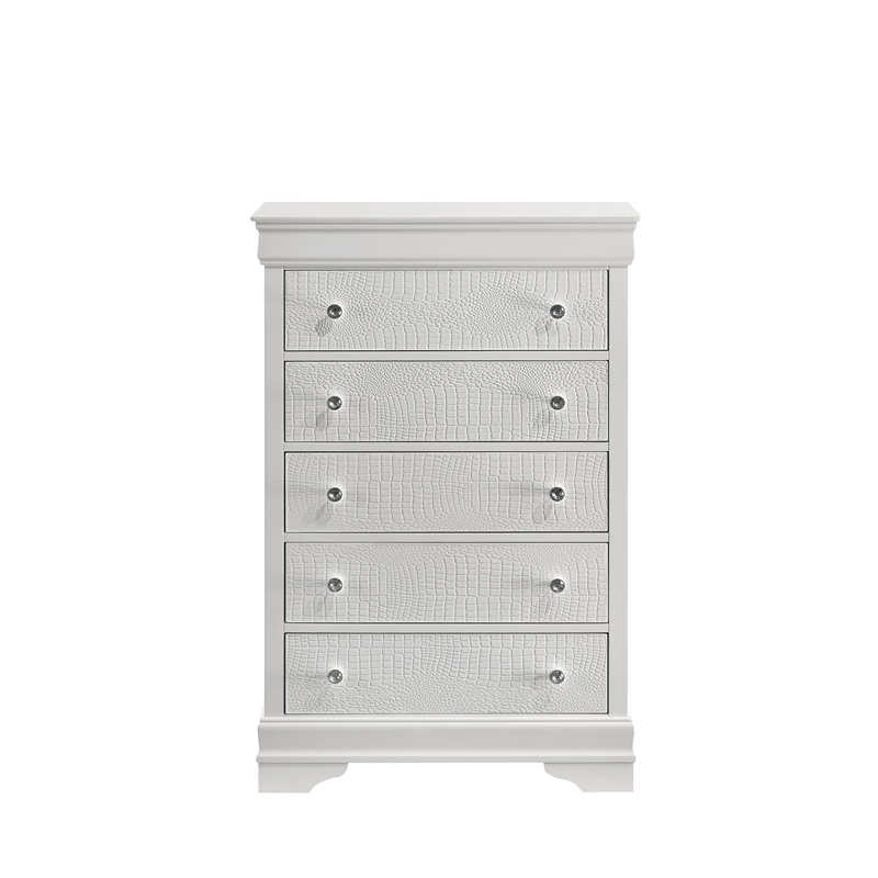 Blaze Modern Style Full 5PC bedroom set made with Wood & LED Headboard in White