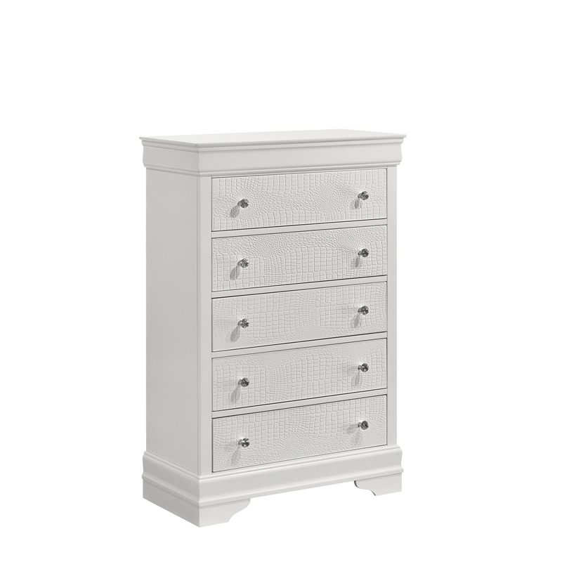 Blaze Modern Style Full 5PC bedroom set made with Wood & LED Headboard in White