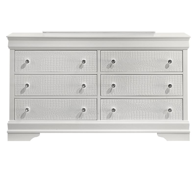 Blaze Modern Style Full 4PC bedroom set made with Wood & LED Headboard in White