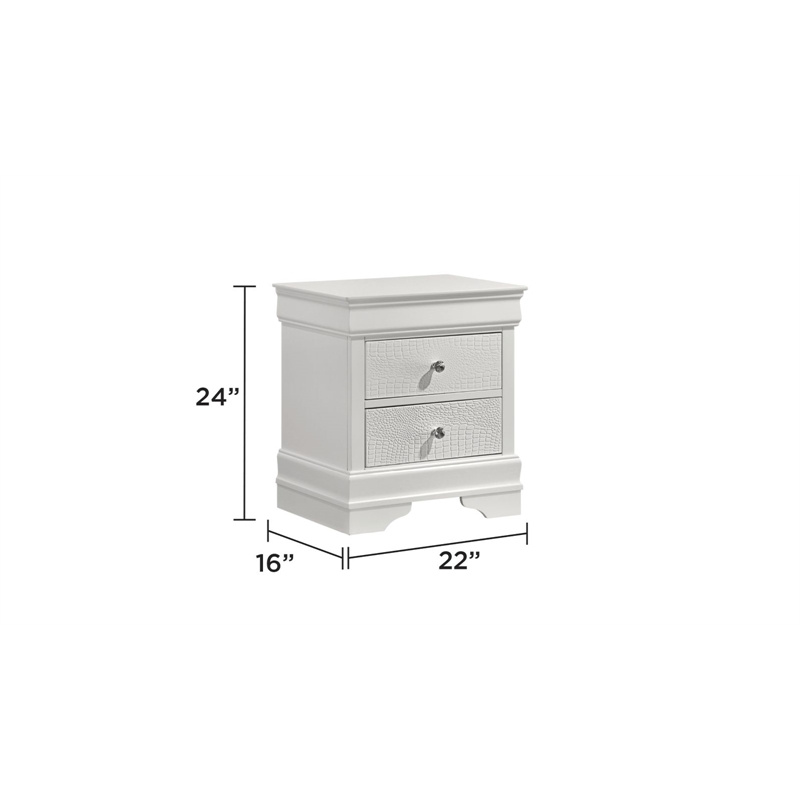 Blaze Modern Style Full 4PC bedroom set made with Wood & LED Headboard in White