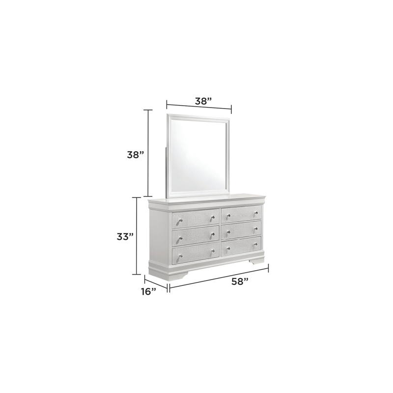 Blaze Modern Style Full 4PC bedroom set made with Wood & LED Headboard in White