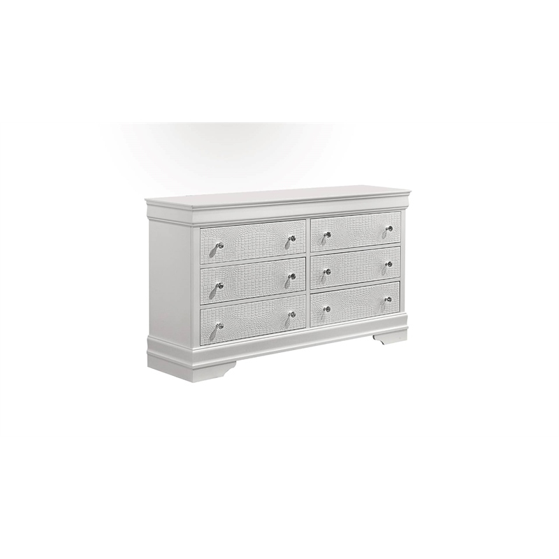 Blaze Modern Style Full 4PC bedroom set made with Wood & LED Headboard in White