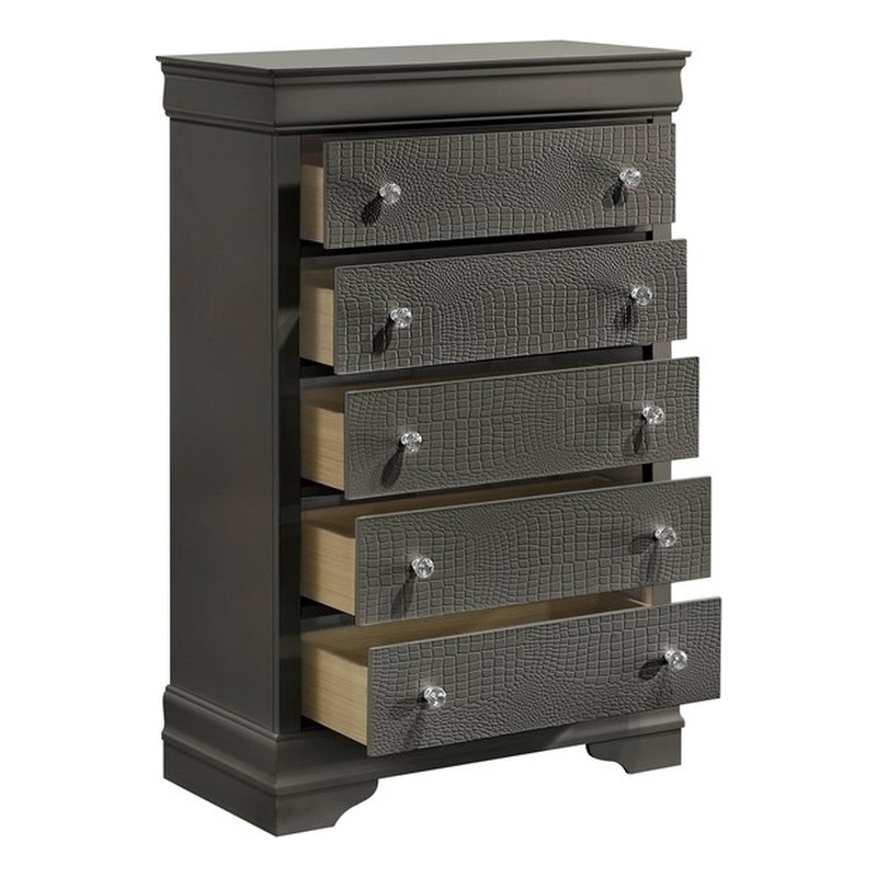 Blaze Modern Style 5-Drawer Chest made with Wood in Gray