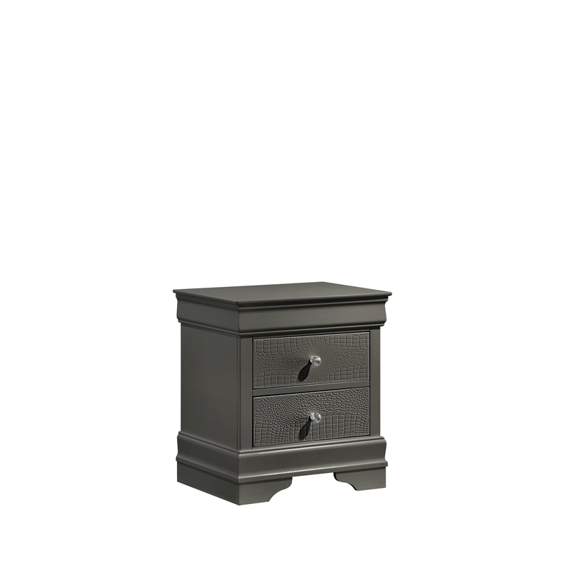 Blaze Modern Style Full 4PC bedroom set made with Wood & LED Headboard in Gray