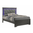 Blaze Modern Style Full 4PC bedroom set made with Wood & LED Headboard in Gray