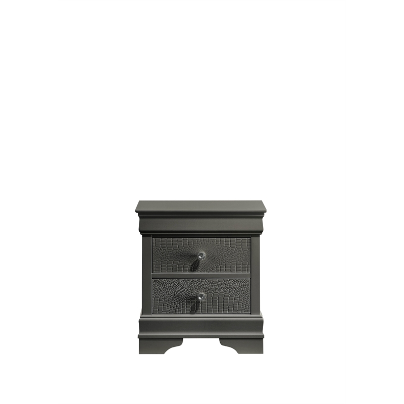Blaze Modern Style Full 4PC bedroom set made with Wood & LED Headboard in Gray