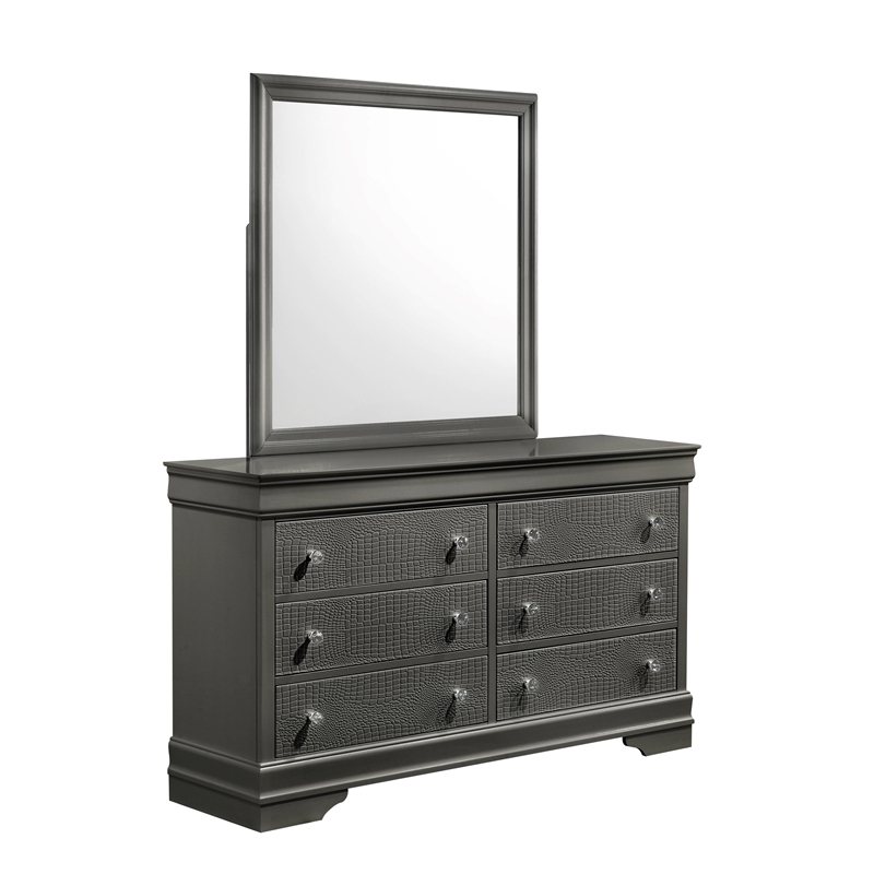 Blaze Modern Style Queen 4PC bedroom set  made with Wood & LED Headboard in Gray